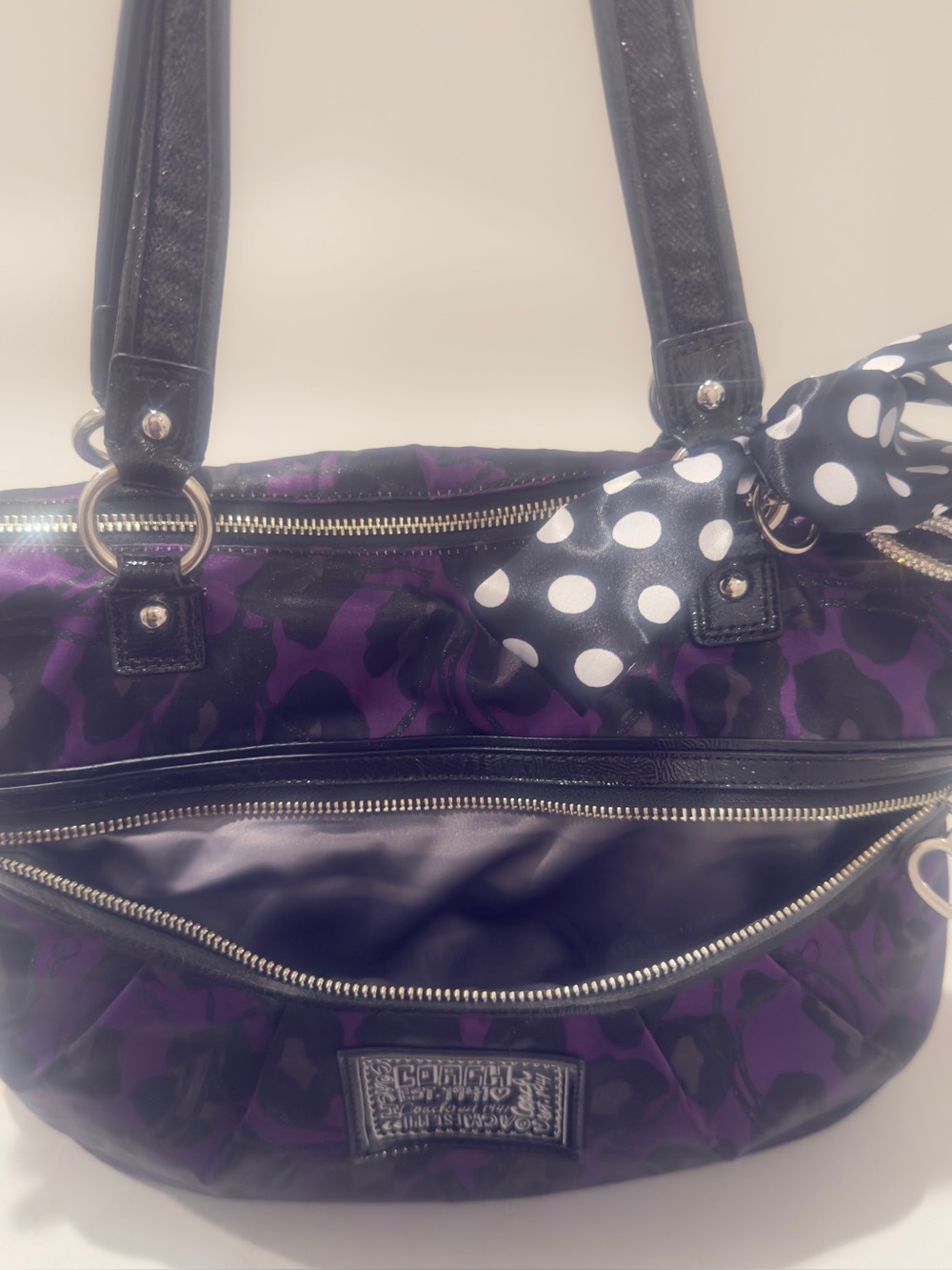 💜 Coach Poppy Ocelot Glam Leopard Print Tote Bag - Picture 9 of 16